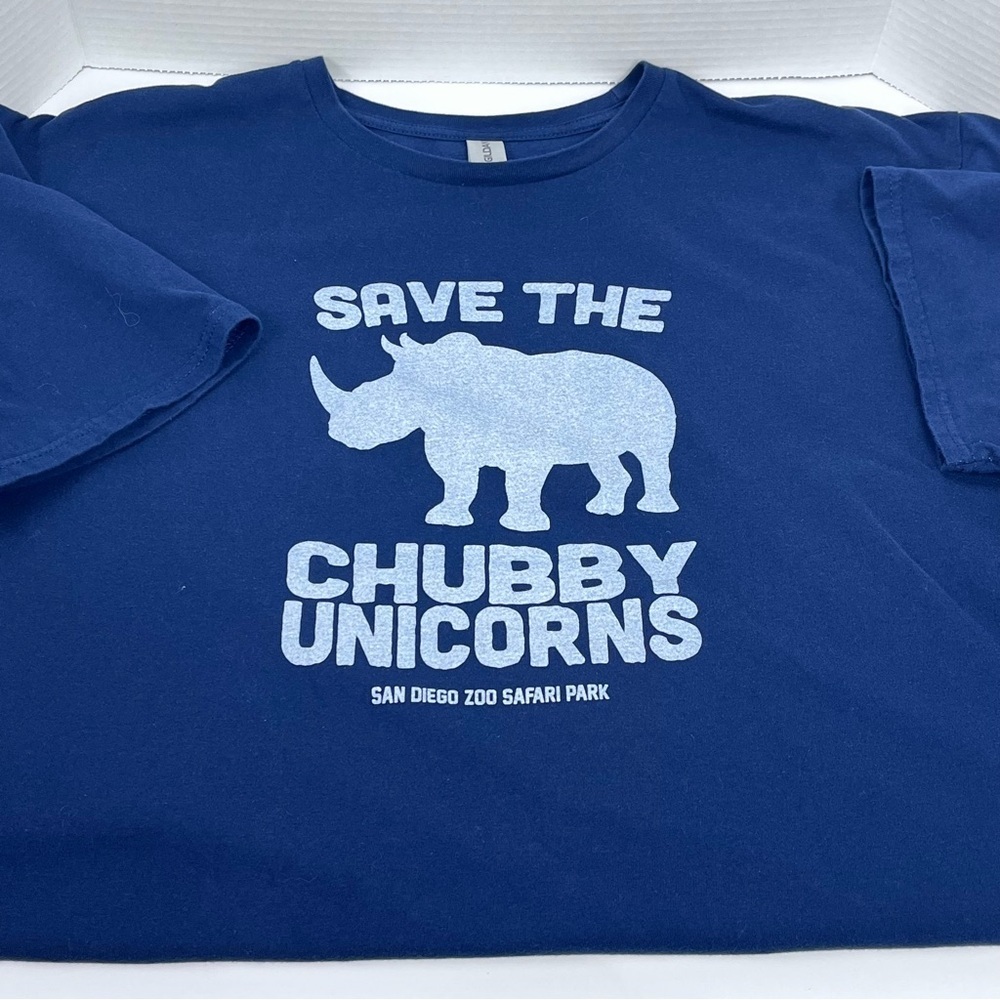 San Diego Zoo Men's Save The Chubby Unicorns Graphic Print Tee Size 2XL; Humor